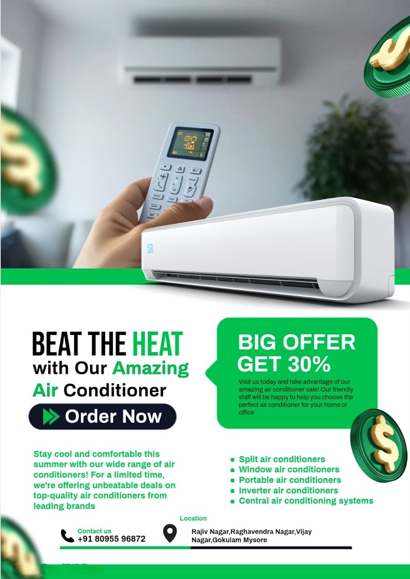 KMC AIR CONDITIONERS ಕೆ ಎಂ ಸಿ ಏರ್ ಕಂಡೀಷನರ್ಸ್ - AC Service in Manchegowdana koppalu, Mysuru